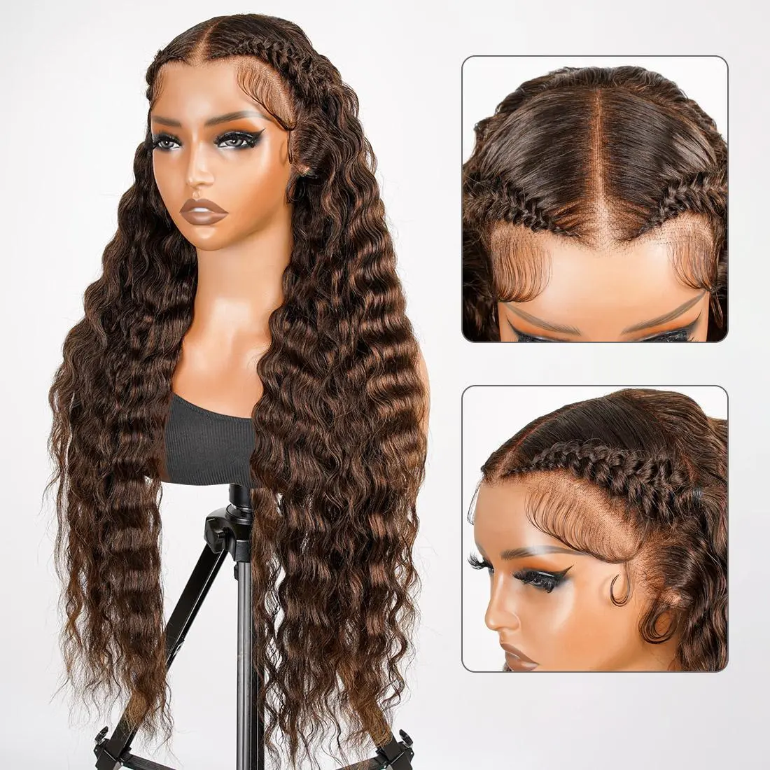 Asteria Hair Chocolate Brown Deep Wave Human Hair 13x4 Lace Front Wig Ready To Go Glueless Pre Styled Wigs 30 Inch #TikTokShopLaborDaySale