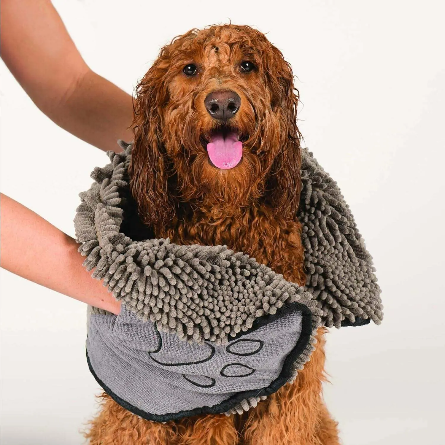 Shammy Dog Towels for Drying Dogs - Heavy Duty Soft Microfiber Bath Towel - Grey 13X31