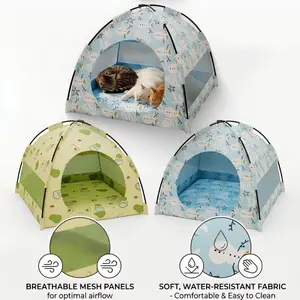 Foldable Cat Tunnel Bed, Multi-House Cat Play Tent, Breathable Pet Hideaway Cave for Indoor Cats, Kitten Playhouse with Multiple Rest Nooks for Sleep & Entertainment