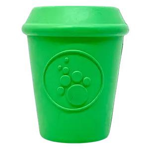 Durable Rubber Chew Toy Coffee Cup Dispenser for Dogs - Treat Dispenser & Slow Feeder - Made in USA - FDA Compliant & Dishwasher Safe - Puppy