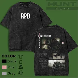 Leon kennedy RE: Requiem, Resident Evil Washed Tshirt, unisex heavyweight cotton t-shirt washed Casual Menswear, Enlist Resist washed T-Shirt, Game Inspired Streetwear tee unisex heavyweight cotton t-shirt, gift for him