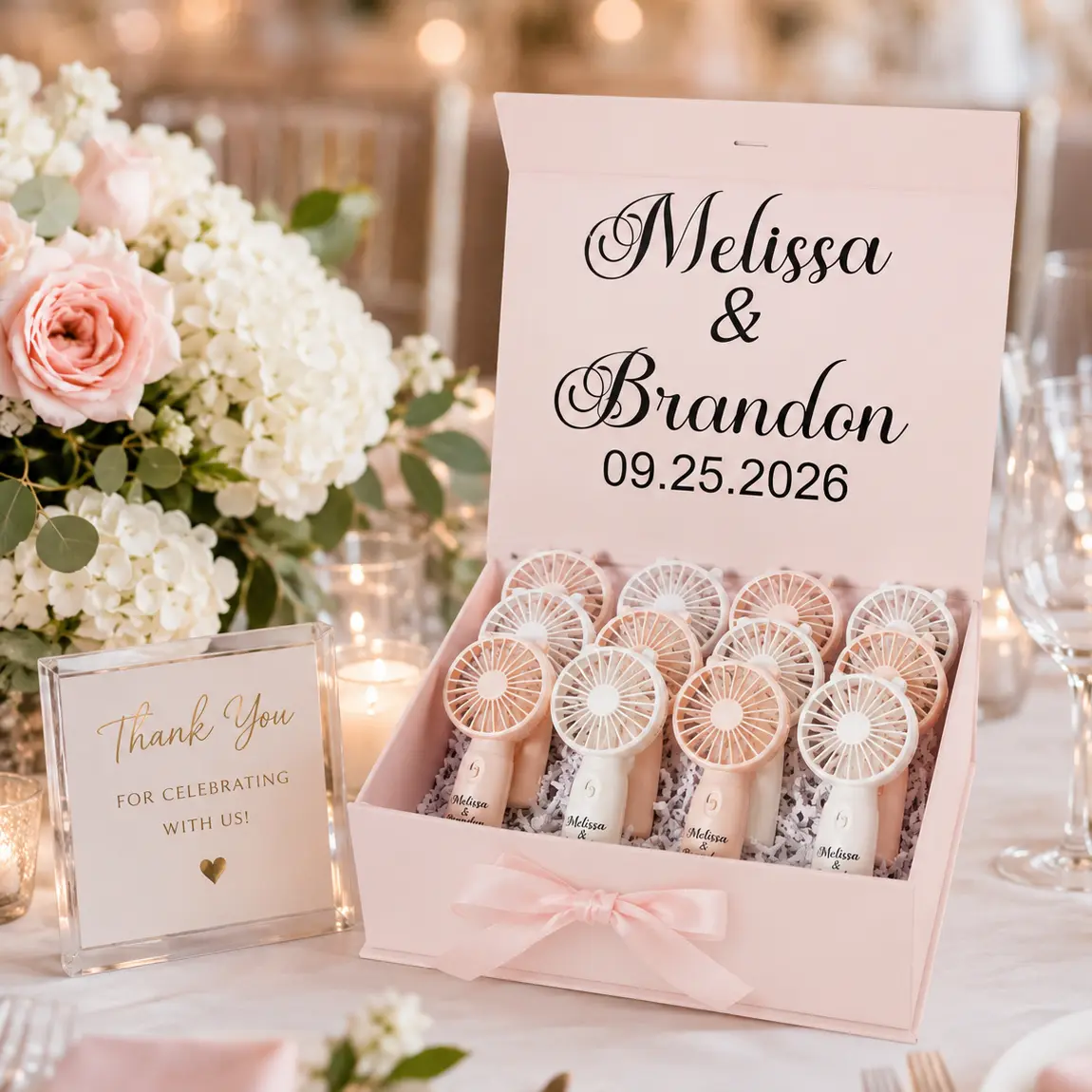 Set of 12 Mini Handheld Fans, Wedding Favors