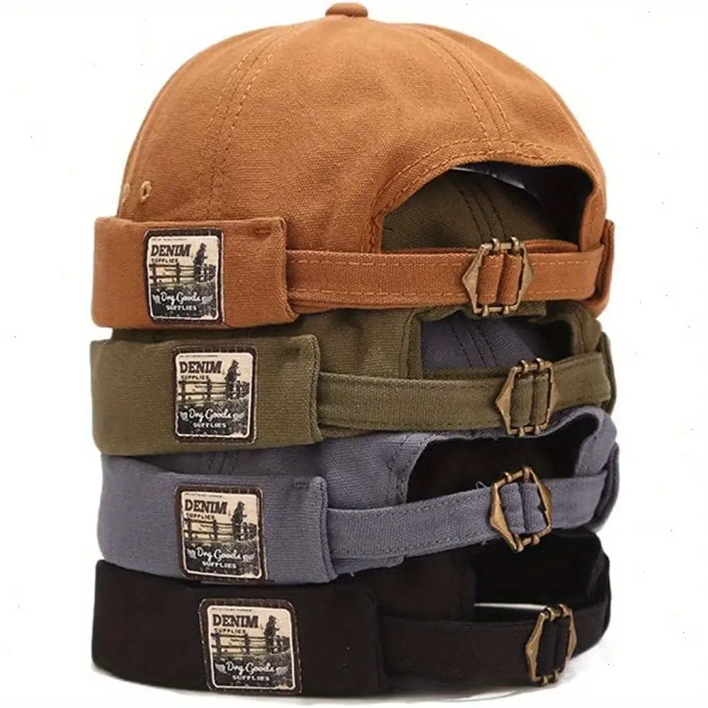 4Pcs/Set Unisex Brimless Retro Rolled Cuff Beanie Hats - Adjustable, 1 Size, Solid Colors, Christmas Party Gifts for Home & Festive Supplies, One Size