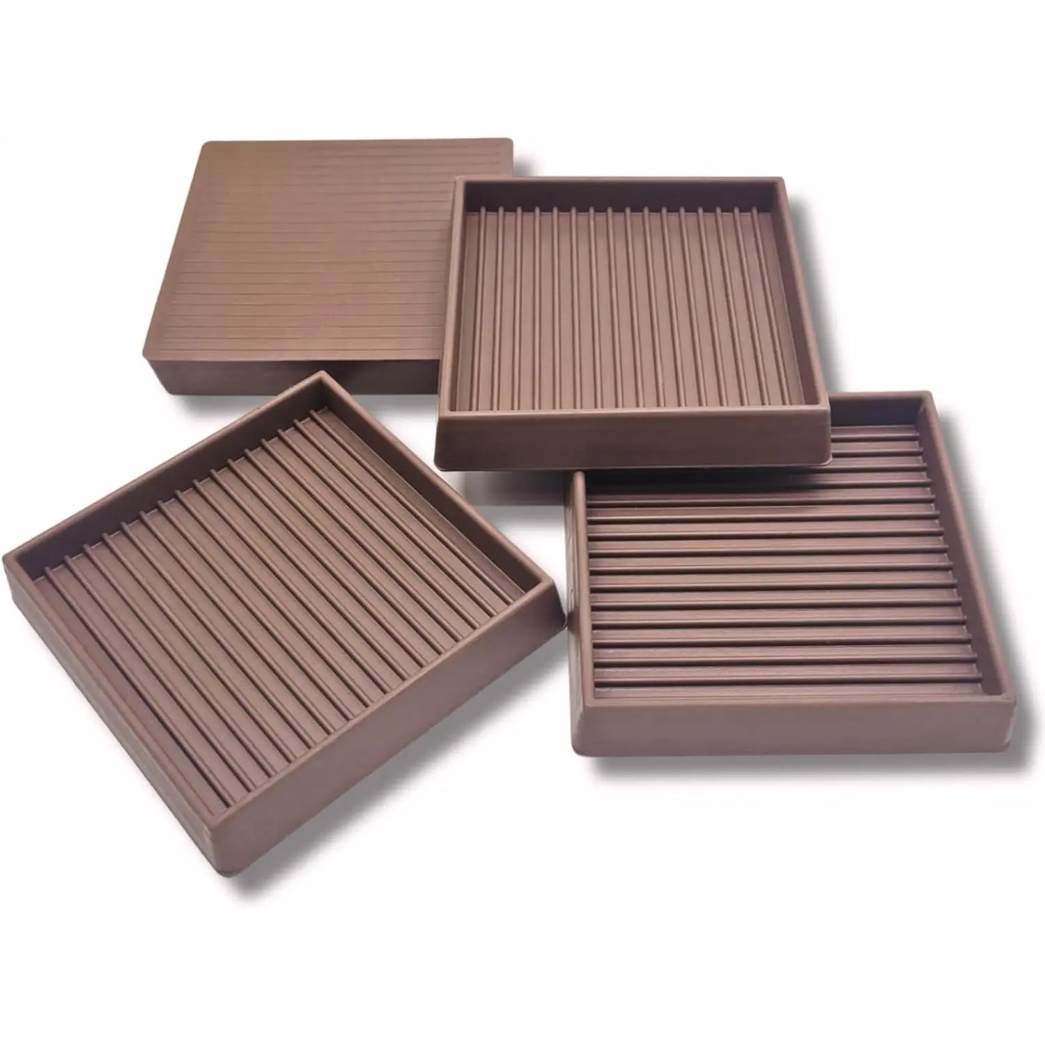 Non Slip Furniture Pads for Hardwood Floors, 3 * 3 Inch Brown, Set of 4, Rubber Bed Stoppers to  Sliding, Furniture Coasters for Protecting Floors from  and Reduce Noise