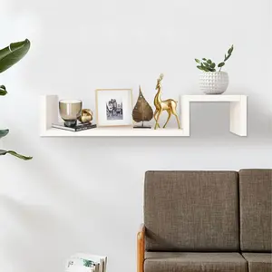 Wall Mounted Floating Shelf, Adjustable Height, Wooden Bookshelf Toy Storage Rack, Free Combination, Suitable for Living Room Bedroom Kitchen