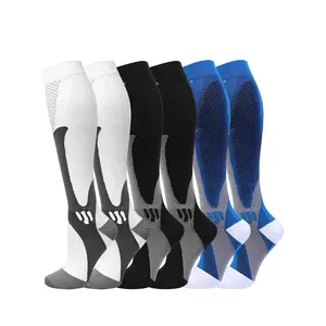 Compression Socks 20-30 mmHg Knee High for Women & Men (3 Pairs) - Wide Calf Fit for Running, Flying, Travel, Cycling