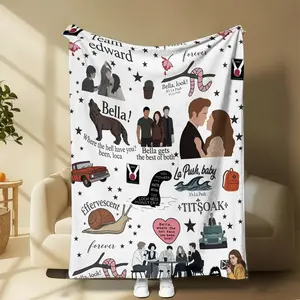 Vampire Romance Movie Quotes Blanket, Funny Doodle Pattern Bedding For Women Teens, Cozy Printed Decor, Fan Gift Idea | GN100326.R2904.ID00