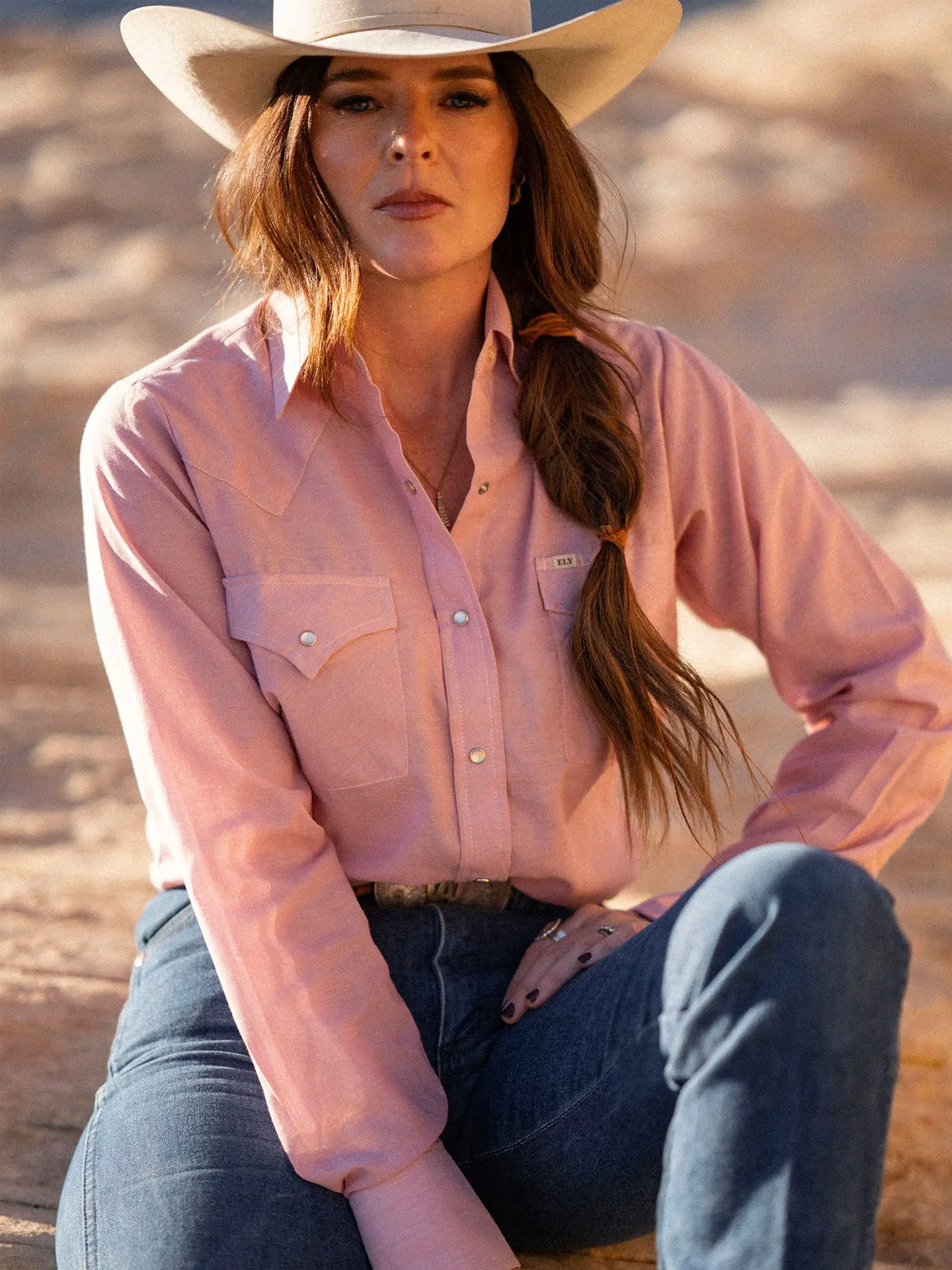 Women's Cowboygirl Blossom Pink Chambray Granddaddy Snap Shirt Women's Cowboygirl Blossom Pink Chambray Granddaddy Snap Shirt