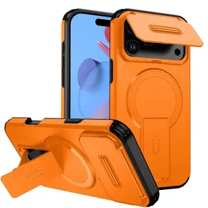 3 PCS(1 Phone Case + 2 Screen Protectors), Accessories, For iPhone 17 16 15 14 13 12 11 Pro Max Plus Phone Case, Integrated Bracket Rotating Anti-Fall, Shockproof Armor Flip Camera Protect, Luxury Cover, Magnetic, Protection