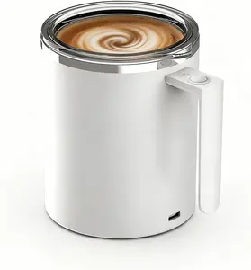 Self Stirring Mug, 12.2 Oz Self Stirring Coffee Mug with Magnetic Stirrer & Anti-Sedimentation, Rechargeable Auto Magnetic Coffee Mug for Coffee, Milk, Hot Cocoa (White) FOXNSK