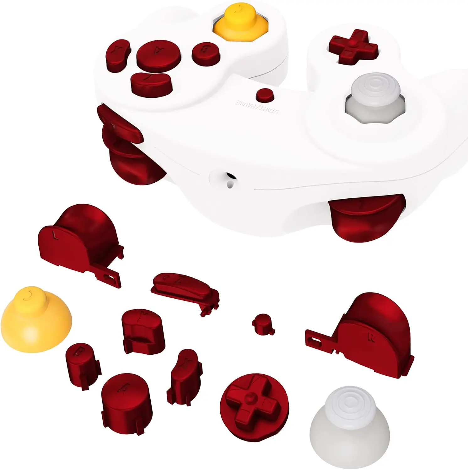 eXtremeRate Scarlet Red Repair ABXY D-pad Z L R Keys for Nintendo GameCube Controller, DIY Replacement Full Set Buttons Thumbsticks & Tools for Nintendo GameCube Controller