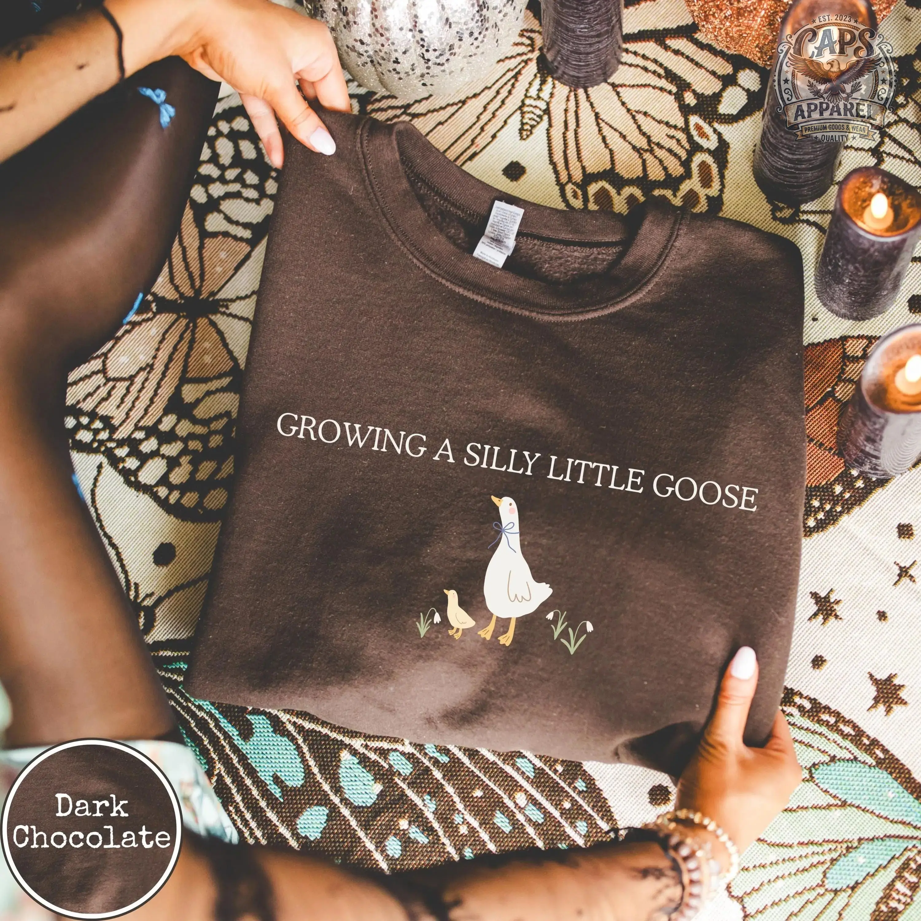 Pregnancy Announcement Sweatshirt, Silly Little Goose Baby Reveal Sweatshirt, Cute Mom To Be Gift, Apparel Made In The US - Caps Apparel		