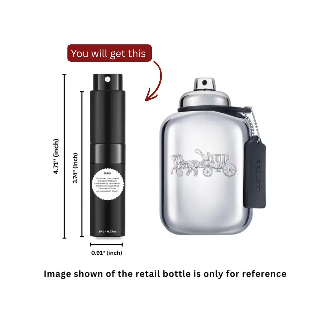 Coach Platinum Eau de Parfum for Men, 8ml/0.27oz 100% Original Authentic Decanted EDP Spray - Cologne Perfume Spray, Smell Good All Day