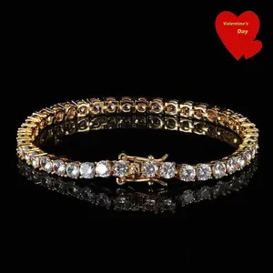 UJ Unisex Artificial Gemstone Tennis Bracelet, Multi-Size 3-6mm, Elegant Glam Fashion Jewelry Accessory