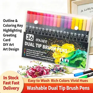36-Color Washable Dual-Tip Brush Pens, Water-Based Markers for Little Artists, Office & School Craft Art Supplies Palette Kit markers for coloring