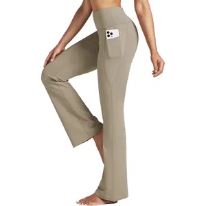 Willit 31" Women's High Waist Tummy Control Side Pocket Skinny Flare Yoga Pants Workout Leggings