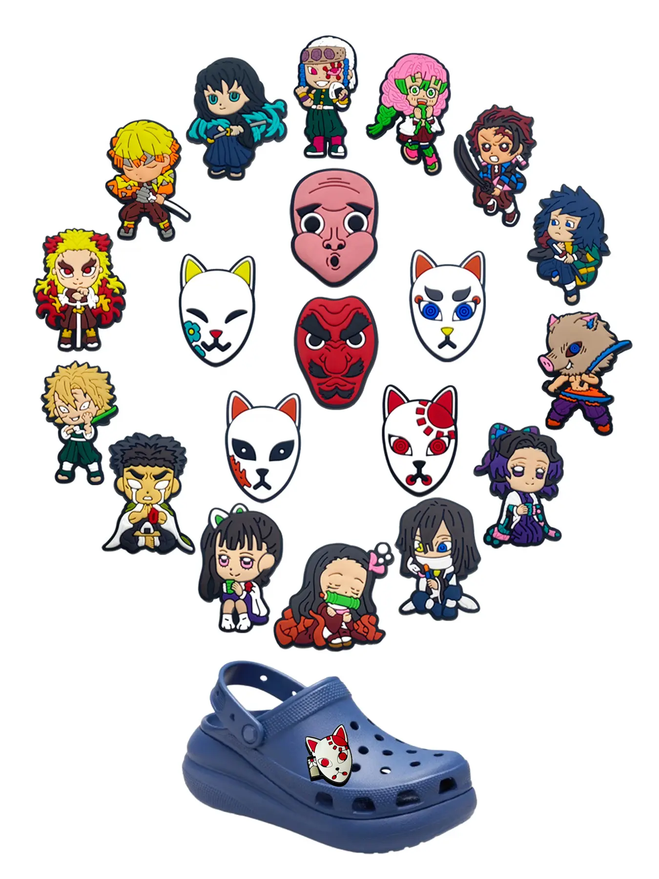 Japanese Cartoon Shoe Accessories Set, Shoe Charms for Sneakers, Fashionable Mask Pig Ninja Anime Party Gifts for Boys and Girls, Casual All Seasons