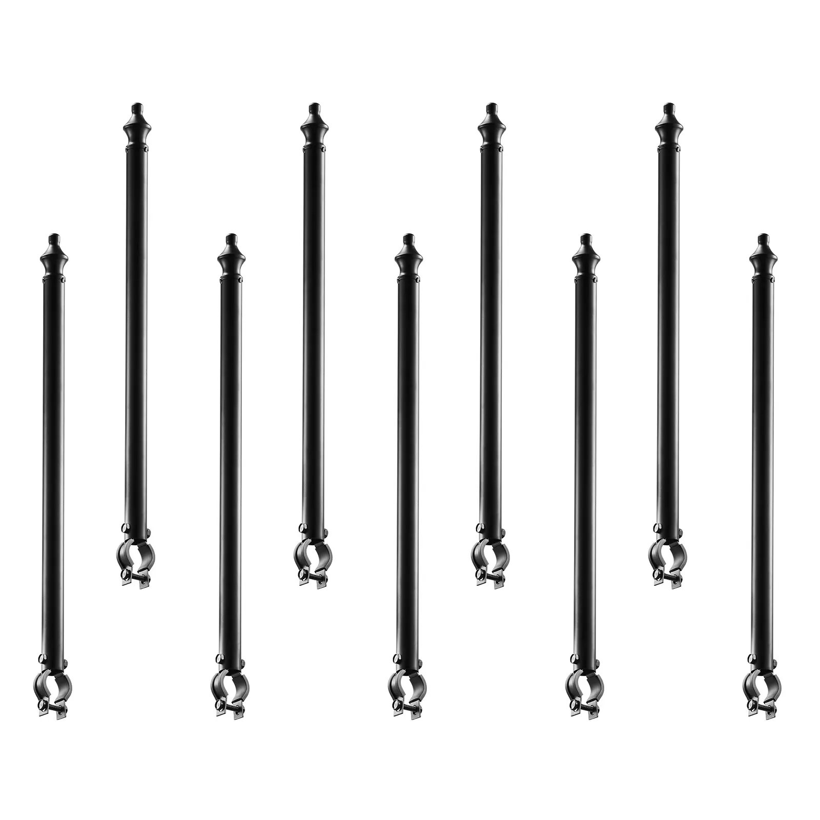 【SummerFinds】VEVOR Steel Fence Post Extenders (9-Pack), 27.4in Fence Height Extension for 1.3-1.5in Tops, U Bracket, Barbed Wire Arm, Rust-Resistant Powder Coating, Tool-Free Rail Mounting, Protective End Cap for Farm Boosting Security, 27.4 Inches, Long-