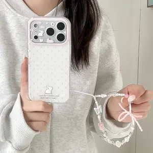 Polka Dot Floral Rabbit Phone Case for Apple iPhone 17 Pro Max, iPhone 16 Pro Max, iPhone 15 Pro Max, iPhone 14 Pro, Creative, Fashionable, Accessories