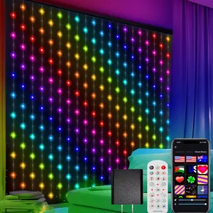 Smart LED Curtain Lights with Bluetooth Controller – 400 RGB LEDs, Surprise App Control, Music Sync, DIY Patterns, Timer & Group Control, USB Powered, IP65 Waterproof for Indoor/Outdoor Holiday, Bedroom, Party Decor
