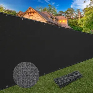 6FT x 50FT  Screen Fence Heavy Duty 170GSM Fencing Mesh Shade Net Cover Nickel-Plated Copper Grommets, 95% Blockage Fence for Outdoor Wall Garden Yard Backyard Pool (Black)