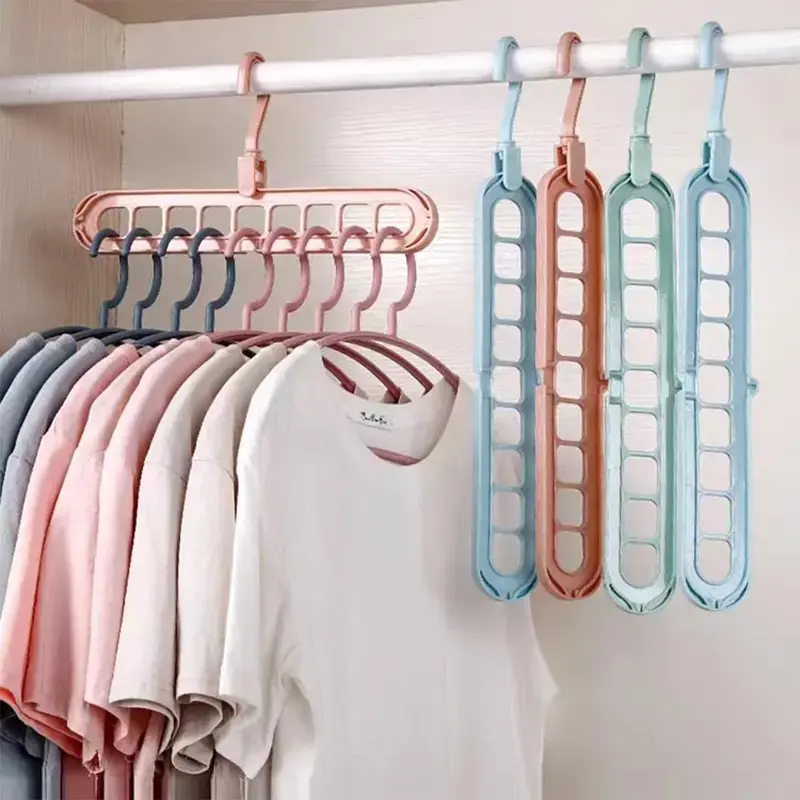 9-Hole Magic Hangers, 3/5/10-Pack Aesthetic Foldable Plastic Space-Saving Organizers for Multi-Layer Closet Organization Toothbrush Water Proof Hanging