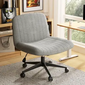 Walsunny Criss Cross Chair, Armless Legged Modern Relax Chair with Fabric Padded Seat, Swivel Height Adjustable computer vanity chair for Home Office