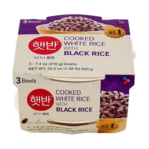 CHE IL JEDANG Korean Instant White & Black Rice 210g x 3 Bowls | Microwaveable Healthy Grain Meal
