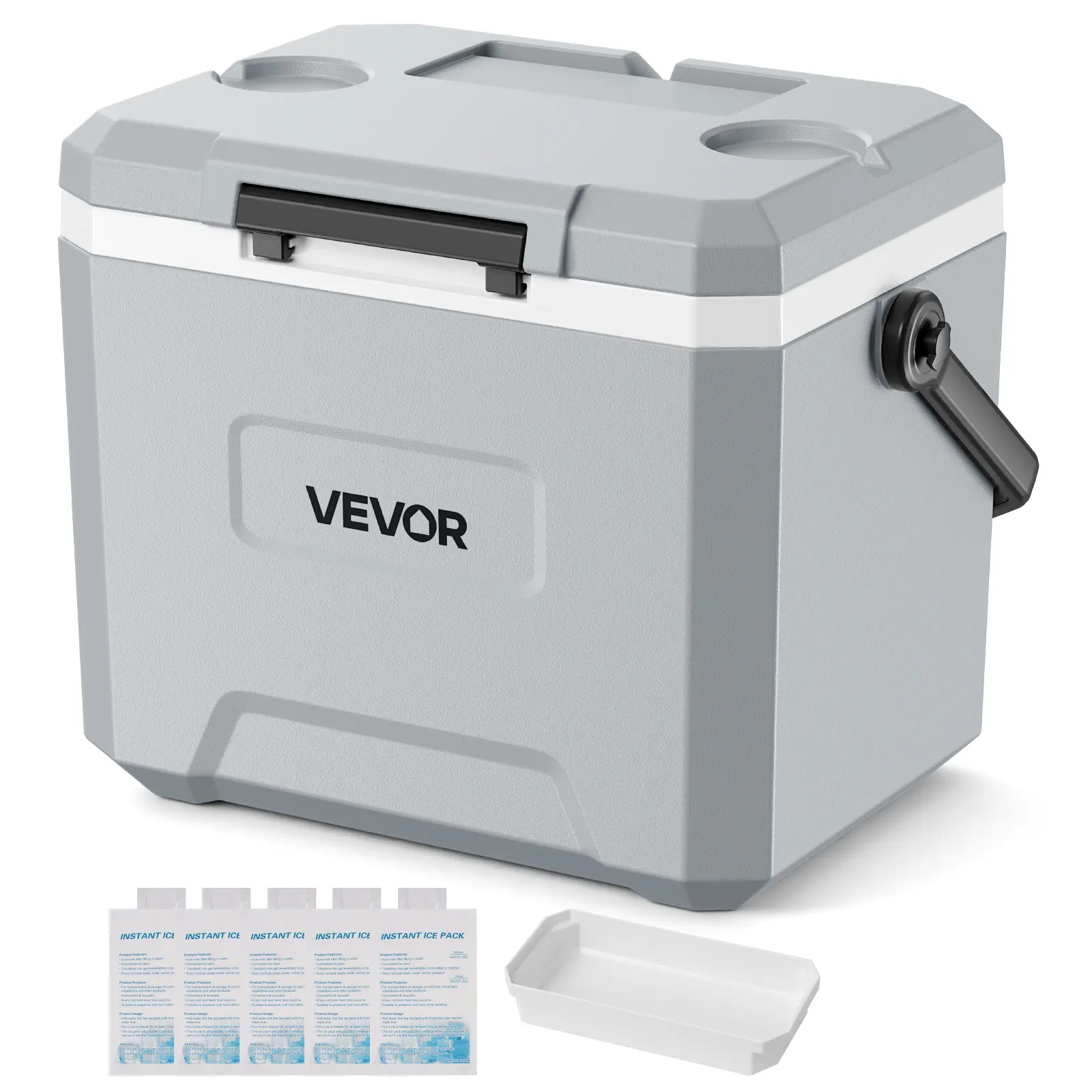 VEVOR 17QT Portable Cooler - Leak-Resistant, Heat-Insulating Coolbox with 48-Hour Cooling, Heavy-Duty Handle, Washable Ultra-Light Compartmentalized Chest for Camping, Lake Days, Portable Kitchen Storage, Heat & Moisture Resistance#BacktoSchool