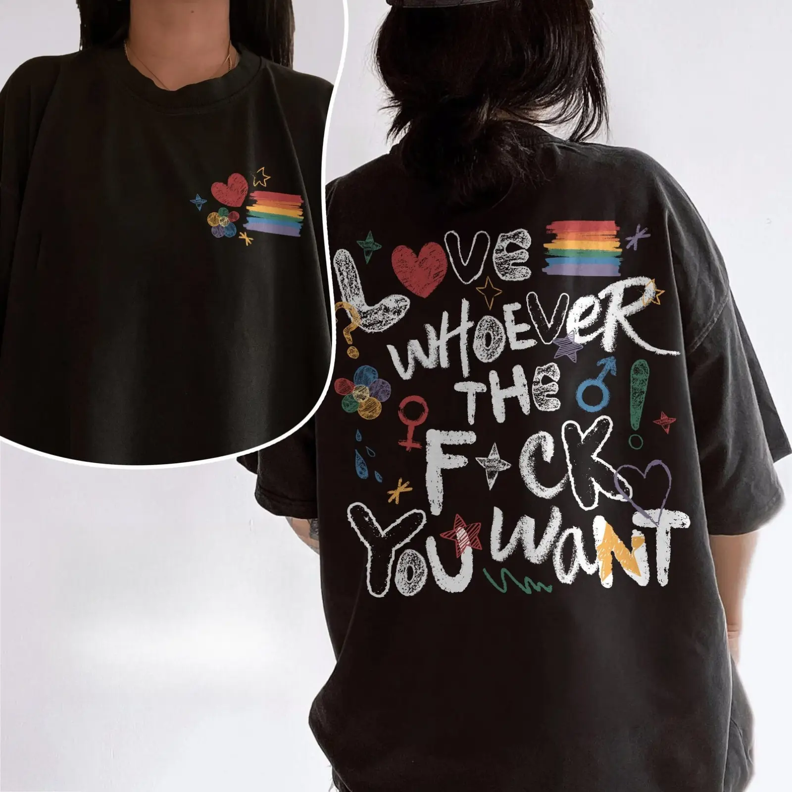 Women's LGBTQ+ Pride Graphic T-Shirt - Fitted Cut, Short Sleeves, Photorealistic Graphic Print, LGBTQ Love Support Tee, Human Rights Gift For Friends, Lgbtq+ Pride Graphic Women's T-Shirts, Cotton