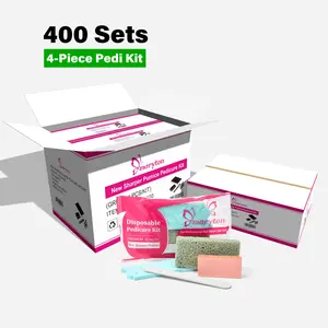 400 Sets Professional Pedicure Kit - 4-Piece Callus Remover Set with Pumice Stone & Toe Separators | Salon Bulk Foot Care Tools | USA Stock