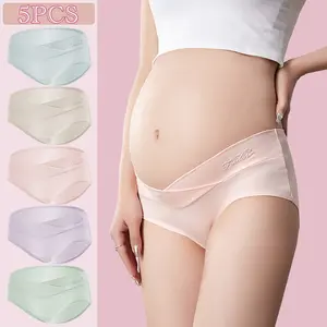 5 pairs of women's cotton underwear for pregnant women, healthy pregnant women pregnant women underwear postpartum mother bump underwear