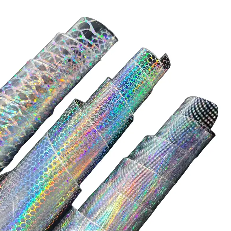 Transparent Laser-Patterned Flexible Vinyl Fabric Roll - 12x54 in Easy-to-Cut Reflective Look Material, Ideal for DIY Crafts, Hair Bows, U.S. Imported Textile Roll