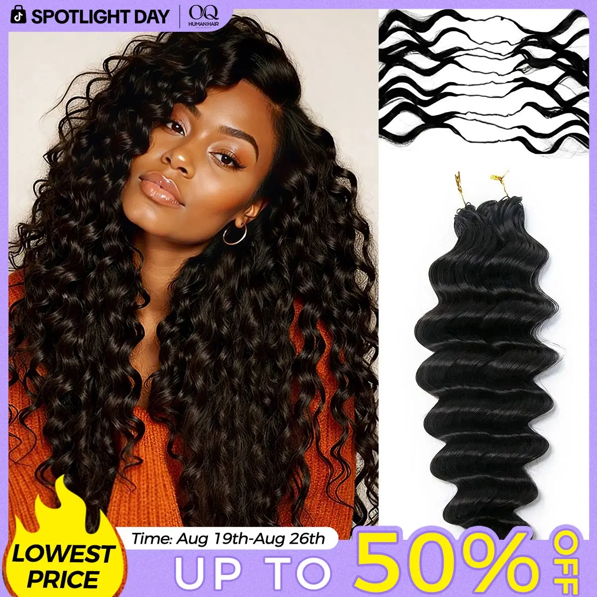 OQ HAIR Loose Deep Pre-Separated Feather Crochet 100% Human Hair Extensions for Miracle Knots Boho Braids 4 to 5 Bundles Recommended #SohoChic #TikTokShopBackToSchool