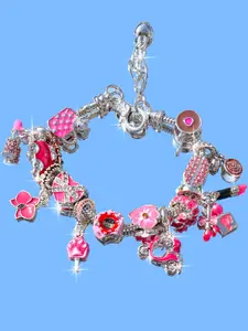 Cute Princess Style Friendship Bracelet, DIY Beaded Charm Bracelet, Floral Gift, Flower Design Bracelet, Donut Charms, Fashionable Girl's Bracelet, Diy Bracelets
