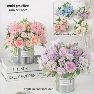 Artificial Flower Bouquet with Hydrangea and Peony, Multi-Color, Indoor/outdoor Decor, Perfect for Home, Office, Wedding, Garden, Photography, Artificial Peony Flowers