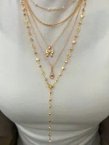 Elegant Y-Shape Necklace Set, Layered Necklaces, Trendy Jewelry, Fashionable Simplicity Design, Vintage Butterfly Heart Rhinestone Pendant, Faux Pearl Chain, Party Gift