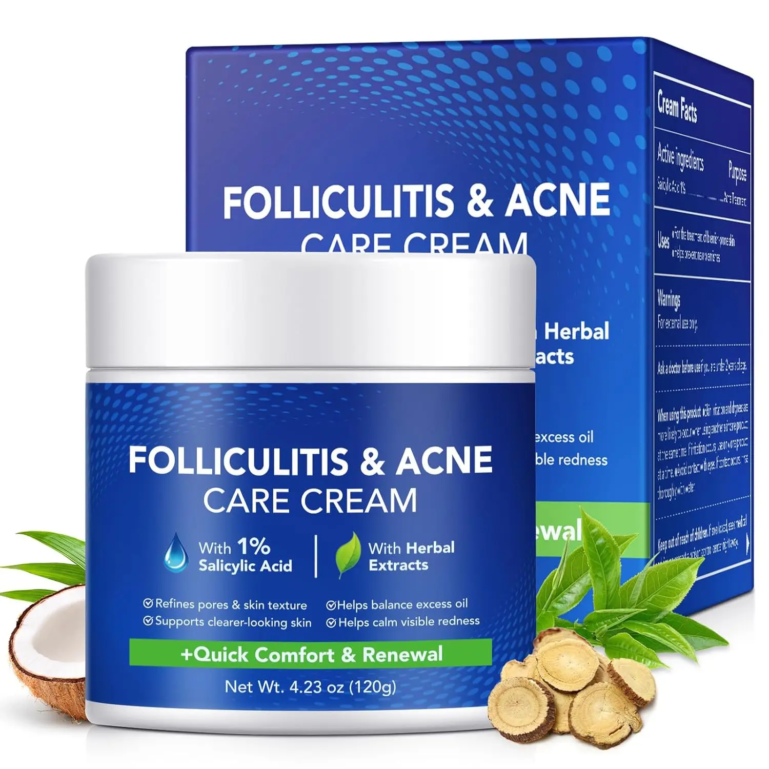 Folliculitis Acne Cream, Pores Care & Acne Prone Skin – Scalp Face Body Lotion for Rough Bumps, Clogged Pores & Excess Oil – Gentle Formula with Plant Extracts for Daily Use