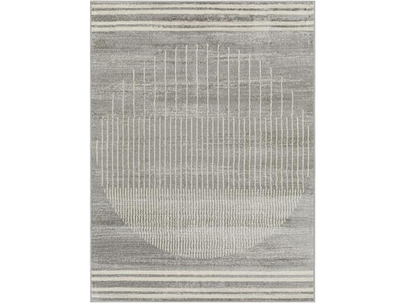 Livabliss FSA2367-710RD Floransa Modern Durable Machine-Woven Round Shape Decorative Floor Rug, 7ft10in x 7ft10in, Indoor Living Room Rug with Gray, Light Slate & Cream Neutral Palette