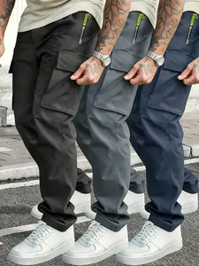 Men's Multi-Pocket Work Pants, Lightweight Straight Leg Jeans, Ideal for Summer Casual Wear, Perfect for Sports & Outdoor Activities