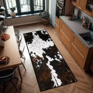 (1/2/3pc)Cow Print Runner Rug Western Rugs Cowhide Throw Carpet Washable Kitchen R...