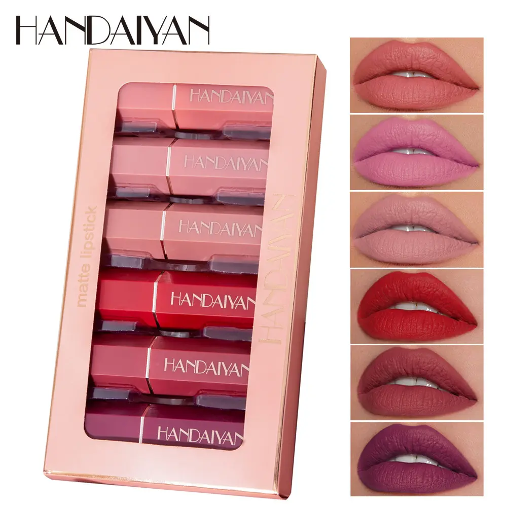 6pcs All-Day Matte Cosmetic Lipstick Set - Long-Lasting Wear, Non-Drying Velvet Finish, Lip Care Inclusive for Daily Use & Gifting (Suitable for Normal Lip Types), Multi-Pack, Everyday Glam, Hydrating, Alcohol-Free
