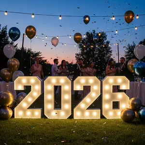 3 Feet 4 Piece Large Tent Numbers 2026, Mosaic Glowing Numbers for Graduation Party Decorations, Giant Foam Board Numbers for Birthday Christmas New Year Party Supplies