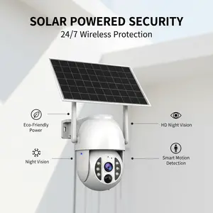 4K  Solar Security Camera by JOOAN | Wireless, No WiFi, 360° Pan, Color Night Vision, IP66 Waterproof, PIR Human Detection +  Data Card 4g