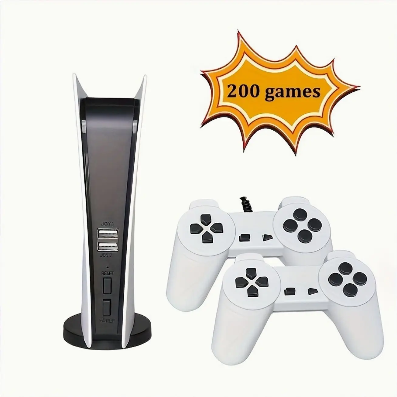 Retro Video Game Console with 200 Built-in Classic Games, 2 Wired Controllers, Plug and Play TV Entertainment System