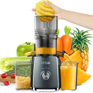 Cold Press Juicer With 5.3" Large Feed Chute Fit Whole Vegetable And Fruit, Professional Slow Masticating Juicer, Juice Extractor Machine With High Juice Yield, Self Feeding Slow Juicer Easy Clean, Quiet Motor Juice Extractor