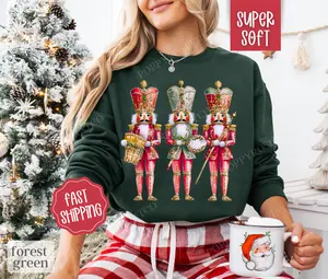 Nutcracker Christmas Sweatshirt, Merry Christmas Sweater, Women's Holiday Crewneck