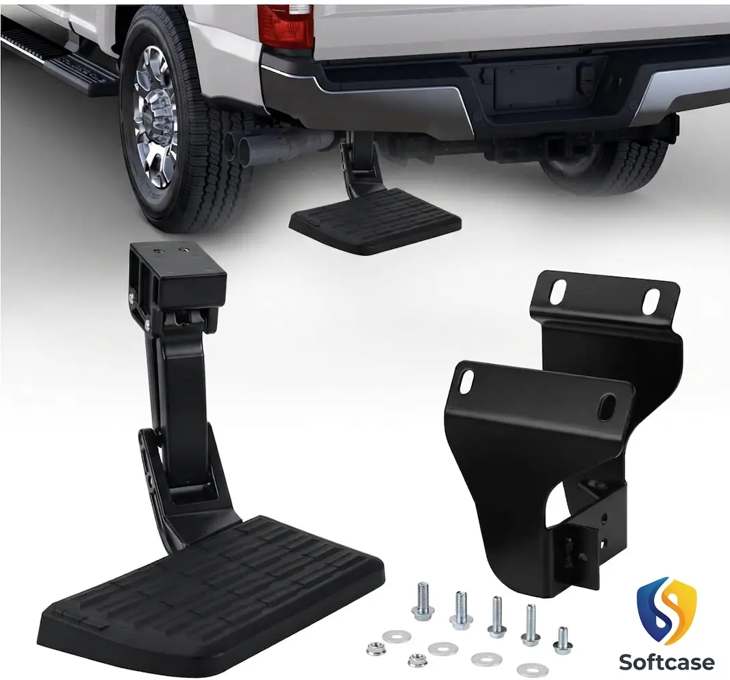 Rear Bed Step for Ford F150 (2015-2020) Retractable Truck Bumper Step, Heavy Duty Tailgate Step Kit 75312-01A, Not for 2021-2025 F 150, Easy Installation Car Modifications Family Use Disability Assistance Truck Mods Family Children vehicle Smart Accessory