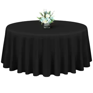 Showgeous 10-Pack Black Round Polyester Tablecloths (90"/120") – Durable, Wrinkle-Resistant Covers for Weddings, Valentine’s Day, Baby Shower, Bridal Shower & Birthday Parties