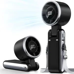 High Speed Handheld Fan Black – Brushless Motor Personal Fan, different Speeds Up to 9H Battery – Portable Rechargeable Cooling Fan for Travel, Golf, Camping